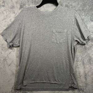 Eddie Bauer Adult Shirt Large Gray Pocket Solid Pullover Crewneck Outdoor Mens